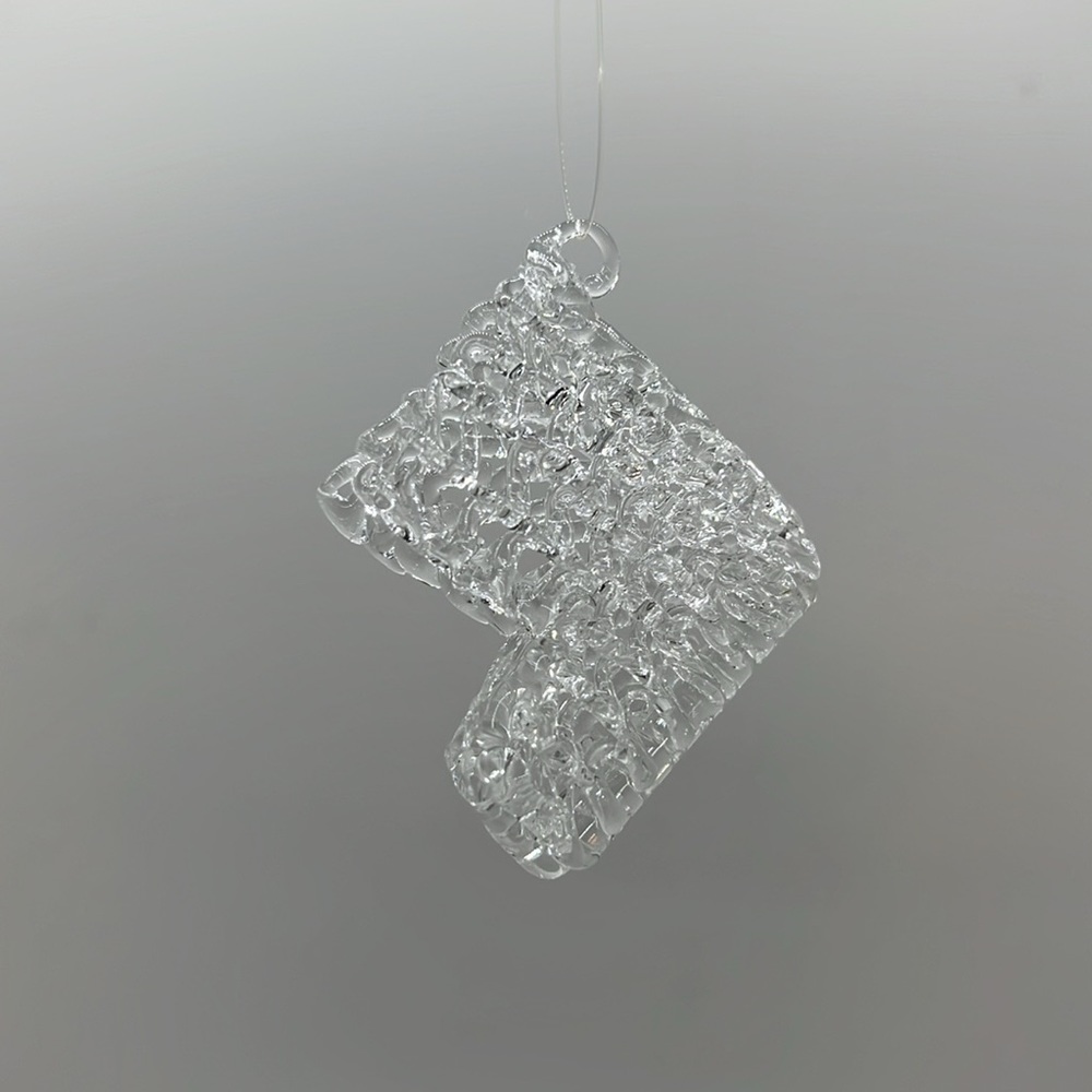 Vintage Handspun Glass Christmas Stocking Ornament